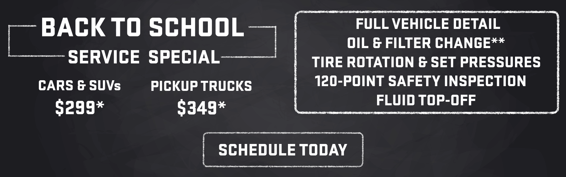 Baglier Buick GMC Back to School Service Special 