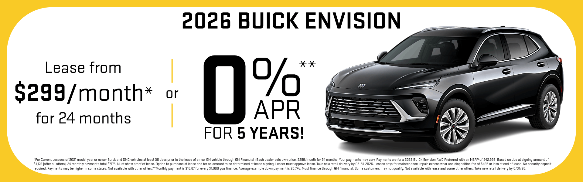 Buick Envision Lease and APR Finance Deals